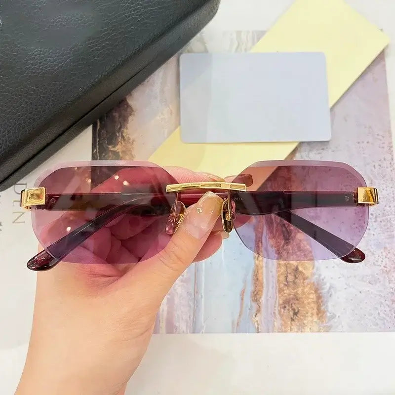 Ins Z07 Men Rimless Handmade Designer Brand Sunglasses Gradient Germany Style Car Men Uv400 Acetate High Quality Eyeglasses