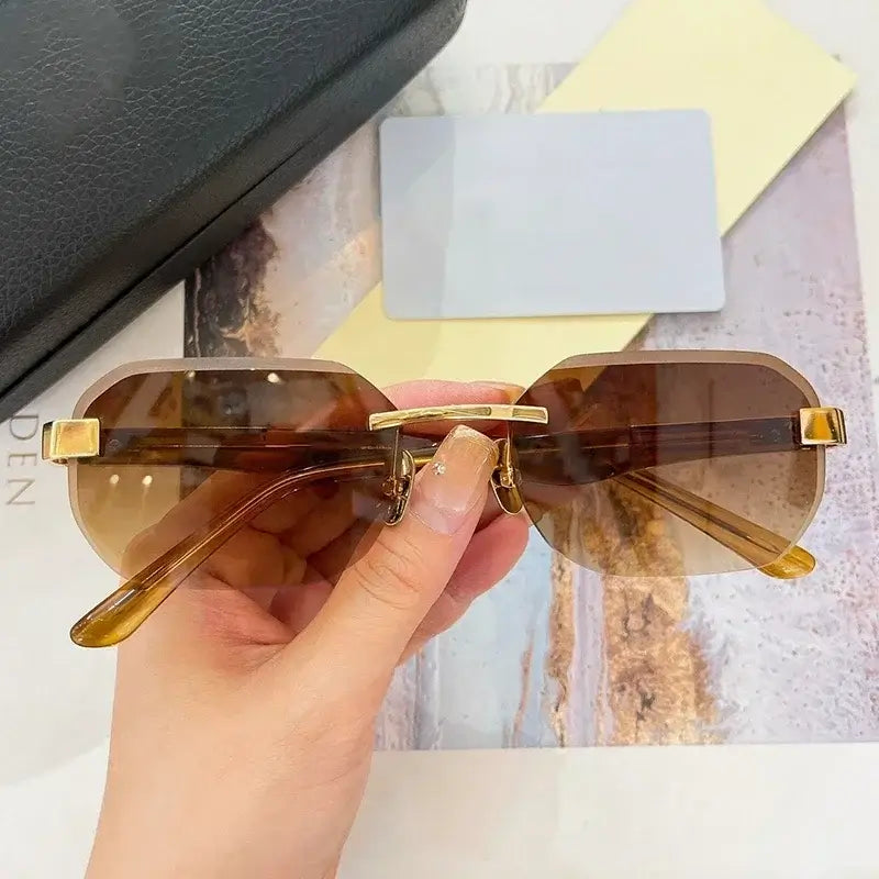 Ins Z07 Men Rimless Handmade Designer Brand Sunglasses Gradient Germany Style Car Men Uv400 Acetate High Quality Eyeglasses