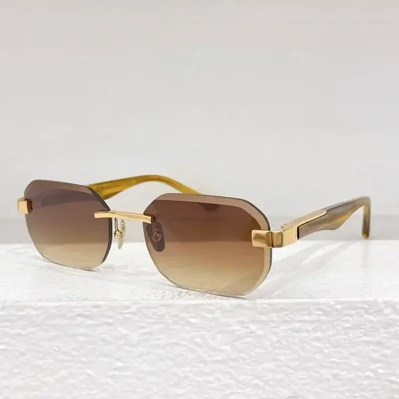 Ins Z07 Men Rimless Handmade Designer Brand Sunglasses Gradient Germany Style Car Men Uv400 Acetate High Quality Eyeglasses