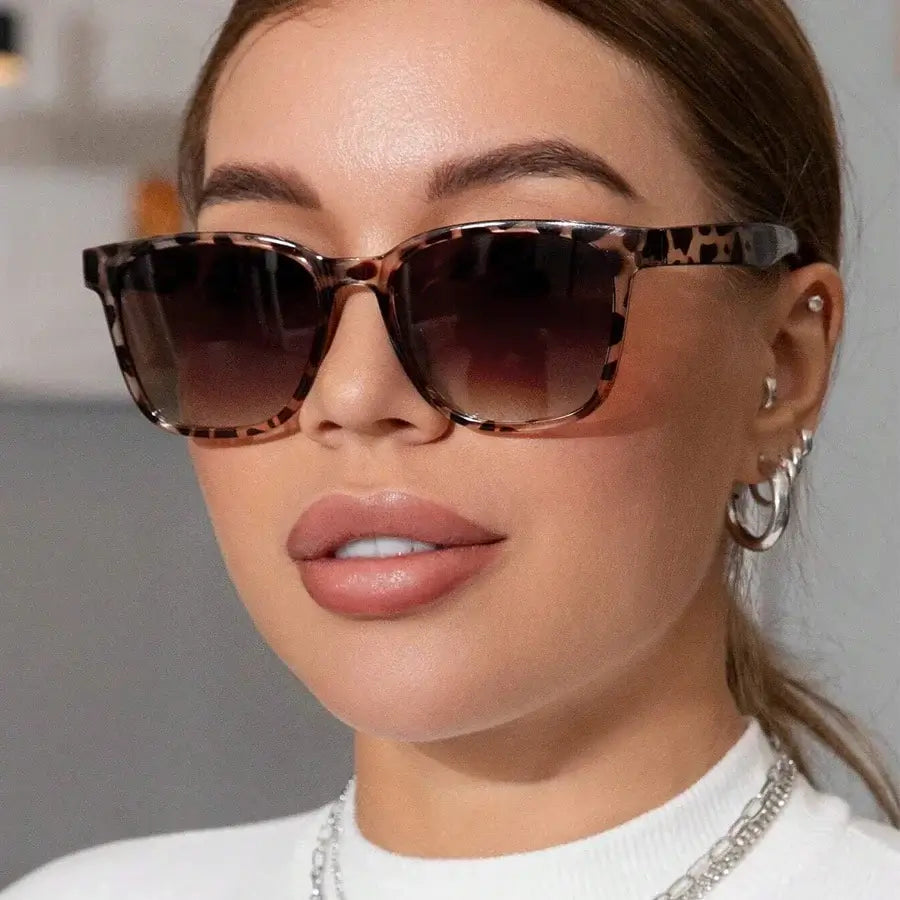 Gafas de Sol Retro Oversize Mujer — Estampado Leopardo UV400